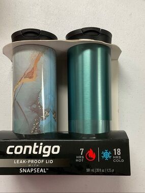 Contigo 20 oz Travel Tumblers - Teal Metallic & Marble Accent